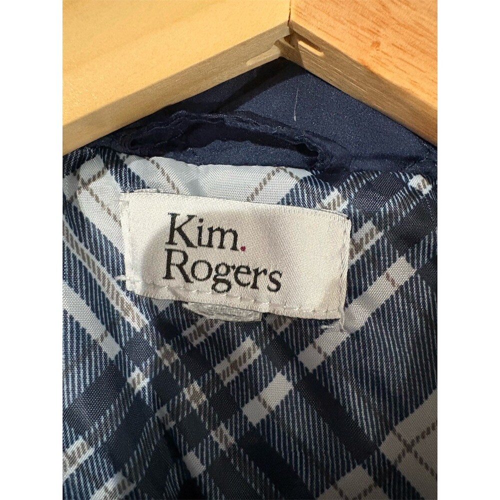 Kim Rogers Puffer Vest Womens 3XL Navy Blue Full Zip Plaid Lined Pockets - Picture 6 of 7